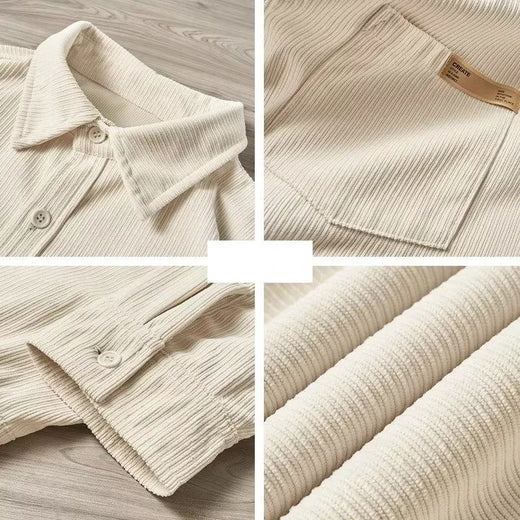 Autumn Long Sleeve Corduroy Shirts For Men Plain Y2K Vintage Cargo Shirt New Korean Fashion Loose Streetwear Blouses Clothes