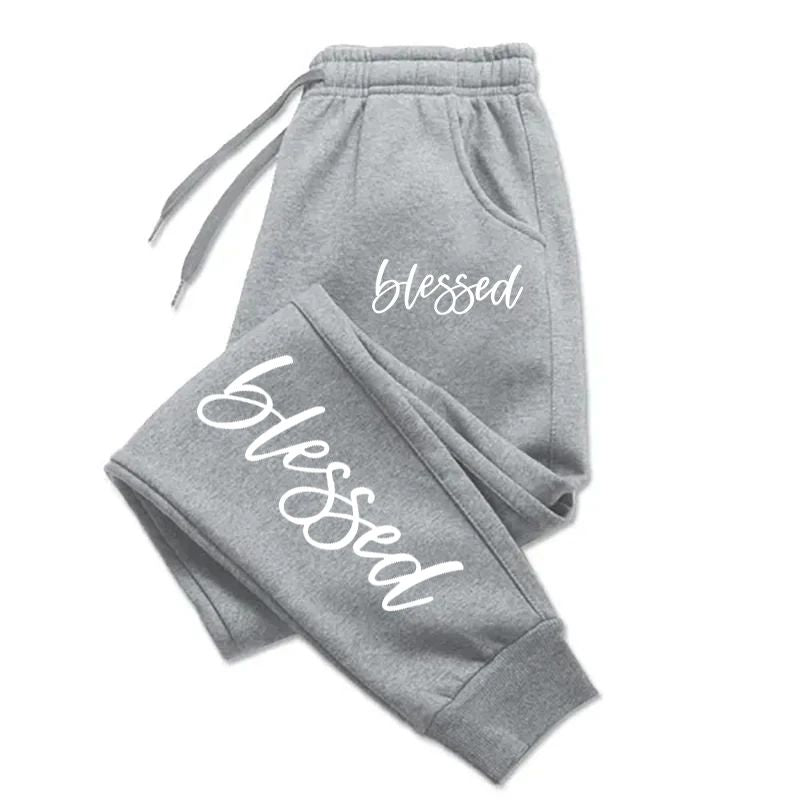 Autumn Woman Man Casual Loose Sweatpants Letter Printed Fitness Pocket Drawstring Sport Pants Fleece Warm Jogging Sportswear