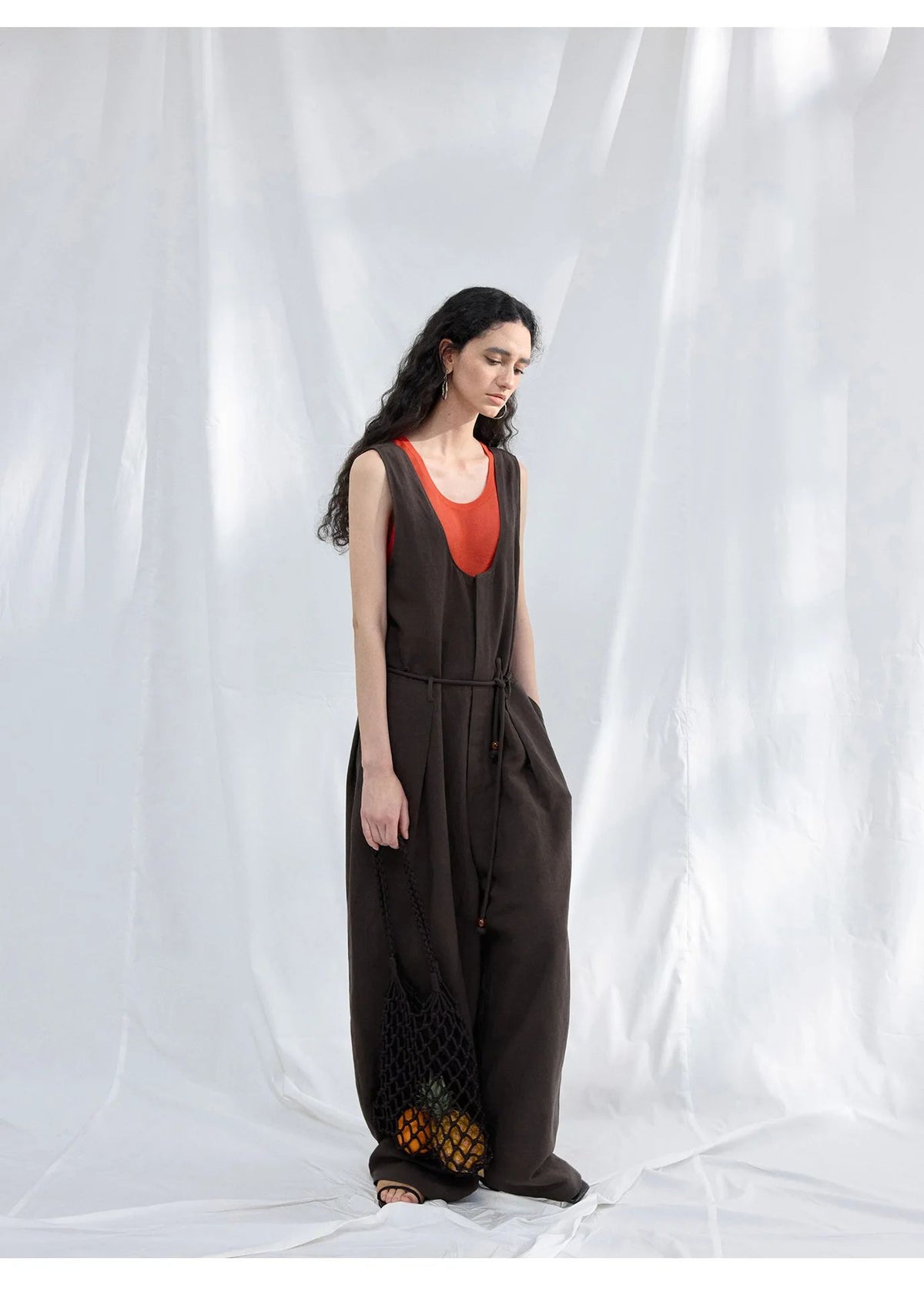 Colne U-Neck Linen Blend Vest And Knife Pleat One-Piece Pants Women's Fashion Design Sensation Tianli Material Long Pants