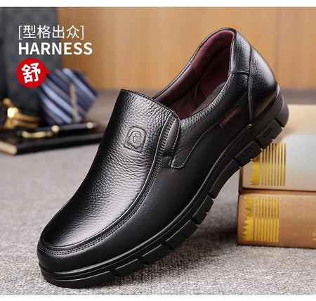 Men Genuine Leather Businenss Loafers Handmade Shoes Non-slip Man Flat Driving Walking Man Soft Luxury Dad Dress Office Shoes