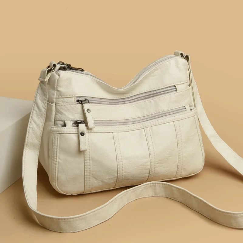 Fashion Soft Leather Crossbody Bags for Women 2025 Casual Female Multi Pocket Messenger Bags Retro Handbags Ladies Shoulder Bags