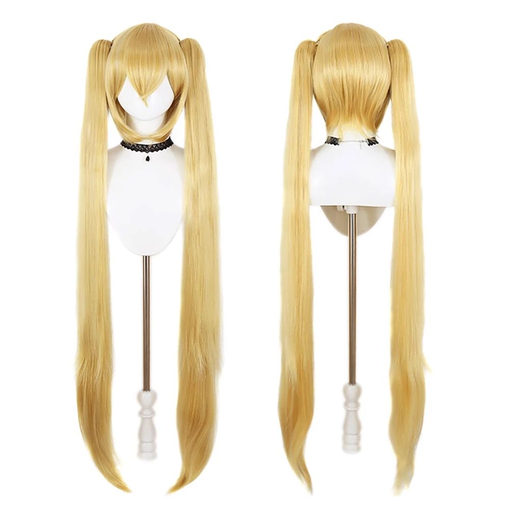 High-Quality Anime Miku Cosplay Synthetic Hair 46-Inch Detachable Double Ponytail Halloween Carnival Party Wig Heat-Resistant
