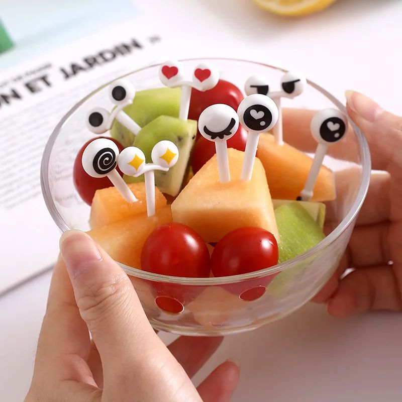 10/30/50Pcs Mini Skewers Cute Cartoon Eyes Kawai Lunch Bento Box Food Fruit Picks Fork Sticks Buffet Sandwich Toppers Decor fork