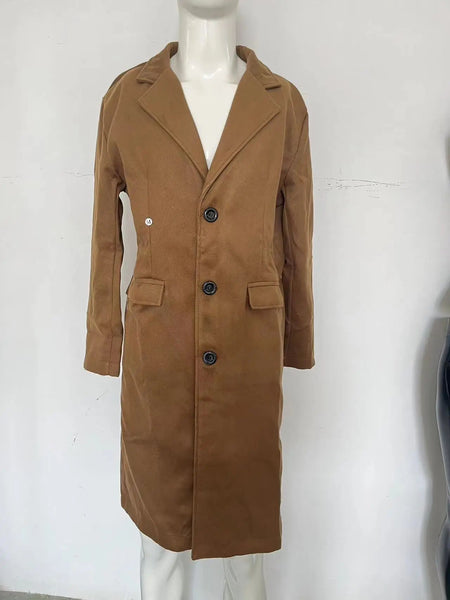 Autumn and Winter Casual Men's Clothing, British Style Woolen Overcoat, New Korean Style Solid Color Long Windbreaker S-XXXL
