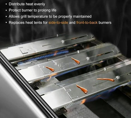 Universal Heat Plates Tent Shield Grill Parts Stainless Steel Adjustable Burner Cover Flame Tamer for Nexgrill Parts Charbroil