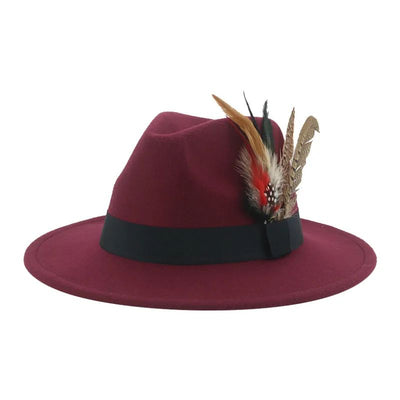 Hat Fedoras Winter Women Hats Men Felt Hat Feather Luxury Fashion Casual Wedding Decorate Men Women Fedora Chapeau Femme Bonnet