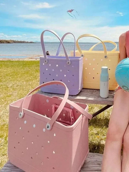 XL Extra Large Beach Bag EVA Rubber Waterproof Beach Travel Picnic Storage Basket Women Shopping Handbag Sac Jelly Tote Bag