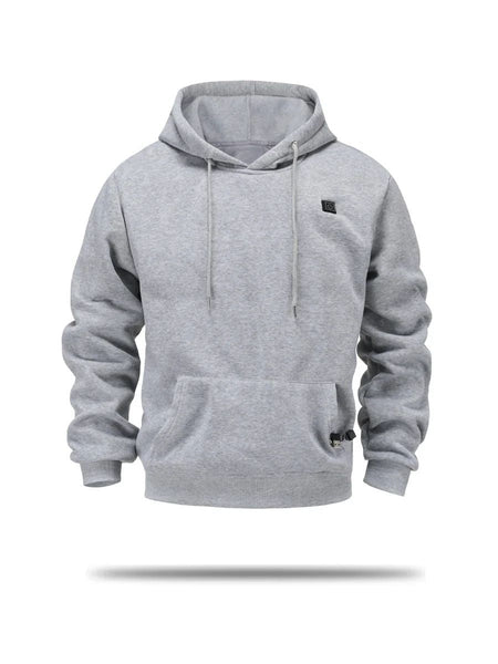 Cross-Border Men's USB Heated Fleece-Lined Sweatshirt Warm Outdoor Casual Clothing Electric Heating Hooded Sweatshirt