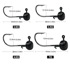 5pcs Fishing Hooks 2.8g 3.5g 4.6g 7g Ned Mushroom Head Jig Sharp Barbed Hook For Soft Worm Lures Jigging Fishing Tools