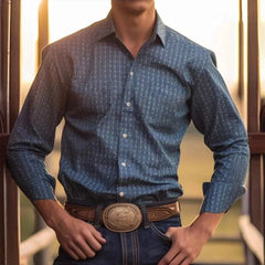 Men's Shirt Yellowstone Western Denim Shirt Elegant patchwork vintage men's lape
