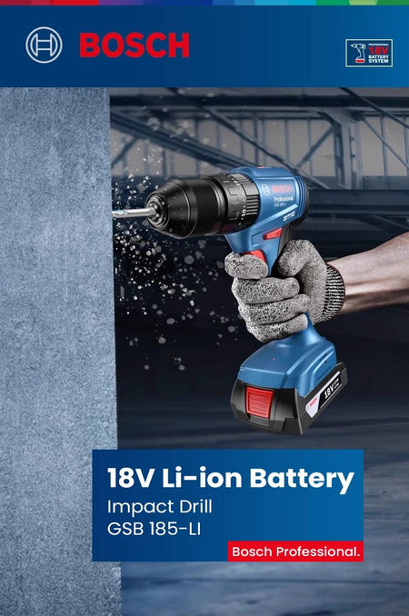 Bosch GSB 185 Li battery-powered impact drill, 3-in-1, multifunctional, 50 Nm electric screw, brushless hammer drill, pro-electr