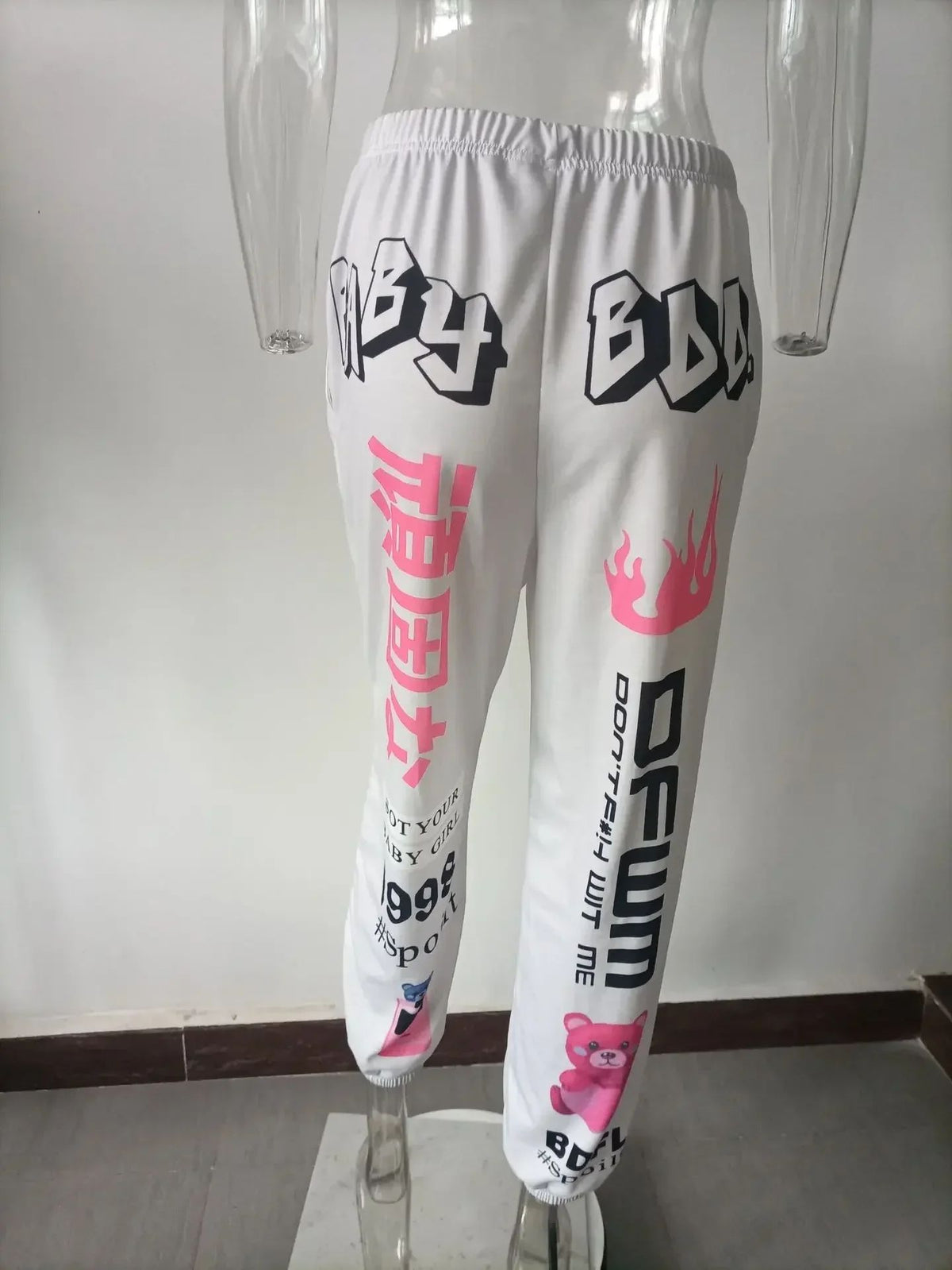 Summer New Printed Fashion Elastic Waist Sports Casual Harlan Pants for Women