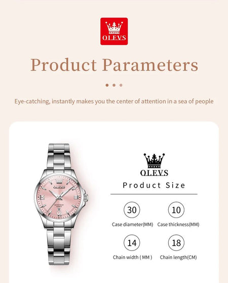 OLEVS 3668 Women Watch Luxury Original Waterproof Stainless Steel Quartz Watch Roman Automatic Date Women Watch Reloj Para Mujer