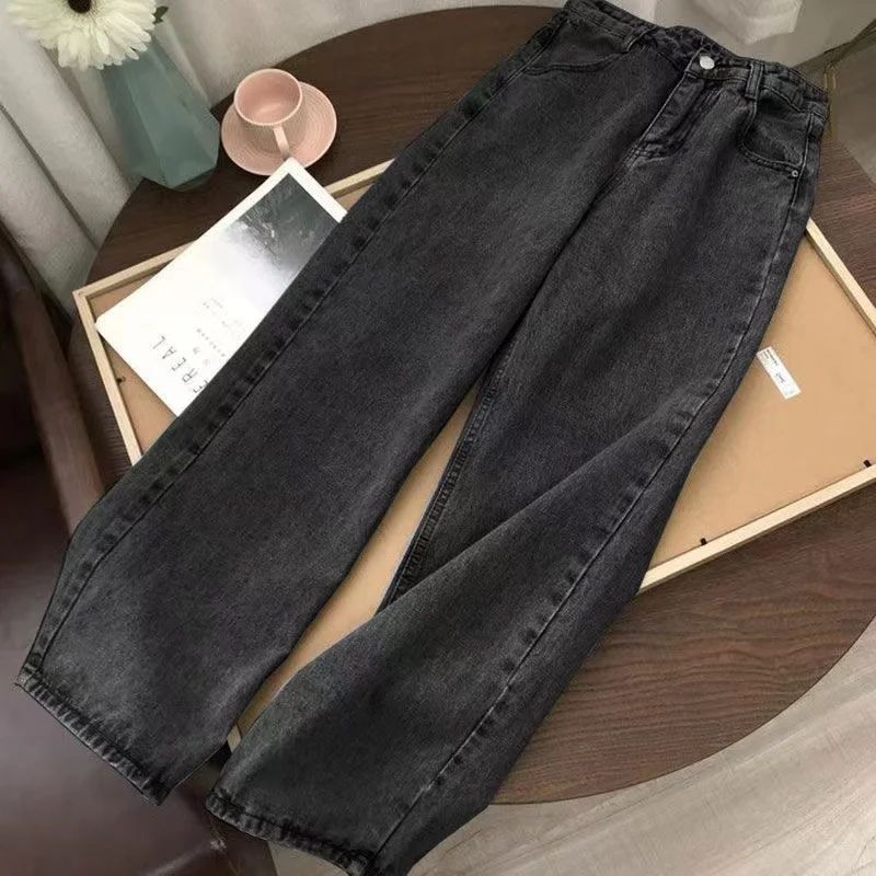 Y2K Hip-hop Stitching Fashion Joker Retro Jeans Female Korean Casual Simple Dress Essential Wide-leg Pants Loose  Joker Overalls