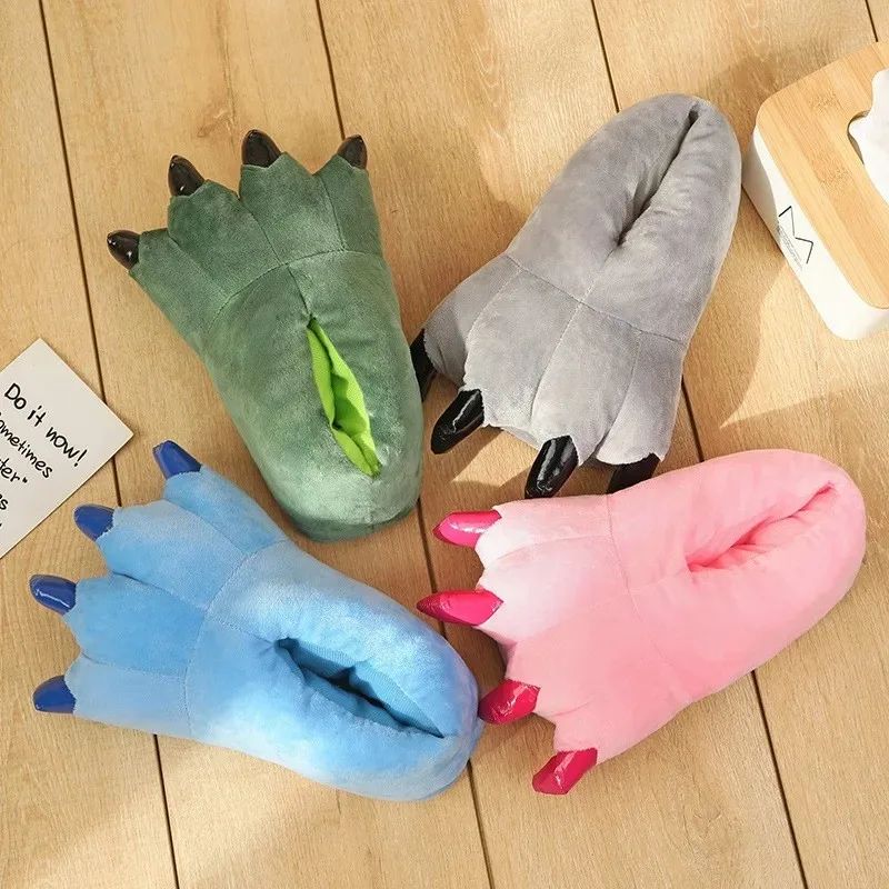 Stitch Animal Paw Slippers For Boy Girl Unisex Kids Cute Monster Claw Slippers Cartoon Soft Plush Warm Home Slippers Child Shoes