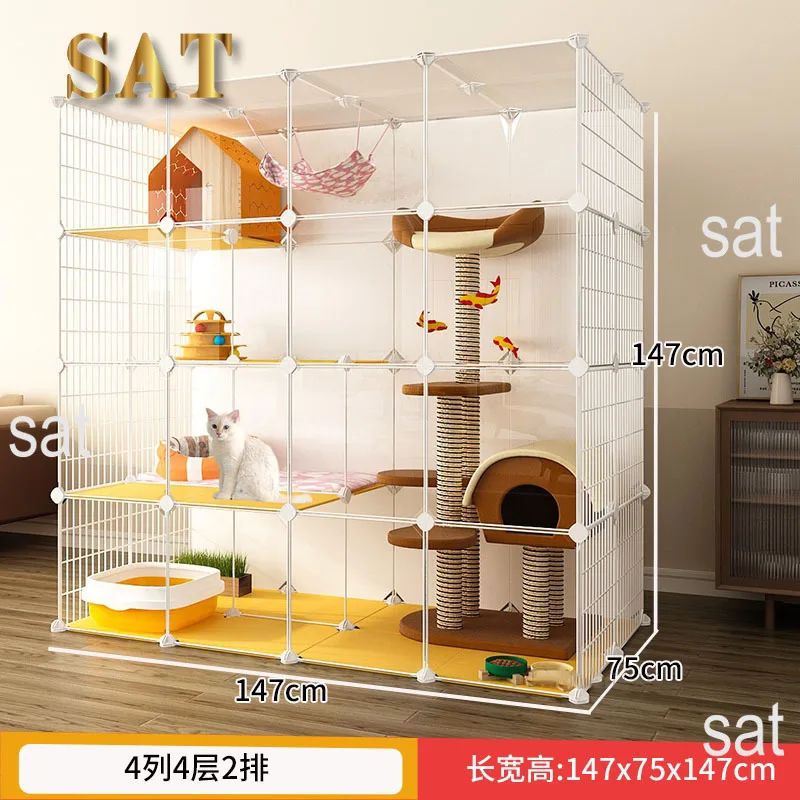 '-Luxury Cat Cage Home Indoor Livingroom Balcony Cats Villa Super Large Free Space Kitten Pet House with Climbing Frame