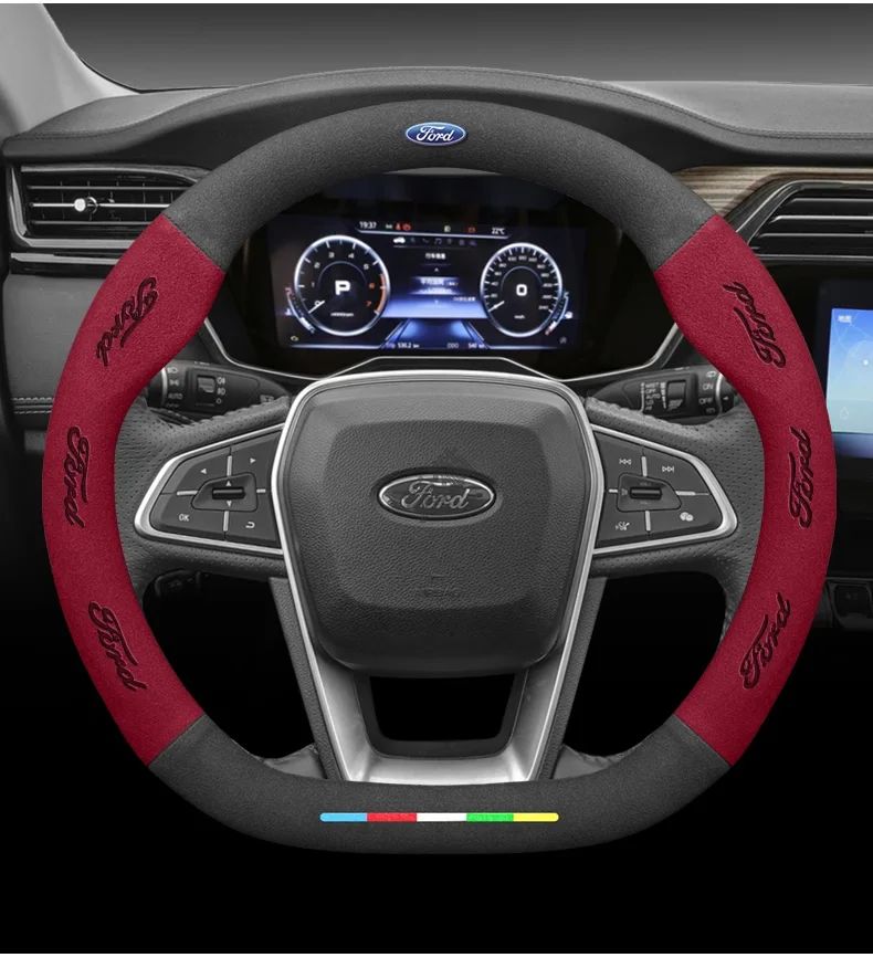 Car Suede Anti-slip Steering Wheel Cover For Ford Mondeo Focus Raptor Puma Edge Explorer Ecosport Ranger F150 Kuga Fiesta Fusion