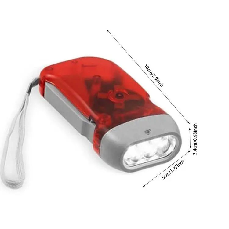 Hand 3 Colors Pressing Dynamo Crank Wind Power Up Flashlight Mini Self Generating Torch LED Camping Lamp Light for Outdoor Home