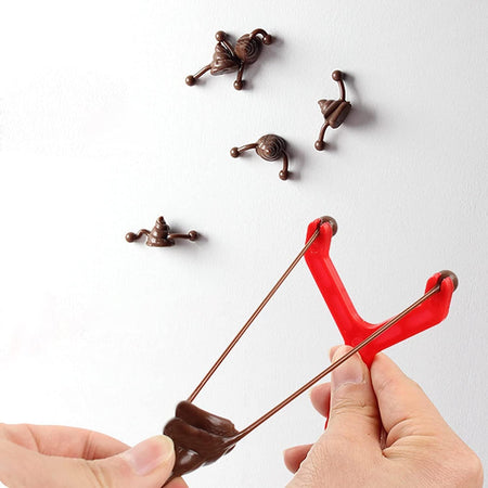 12pcs Poop Slingshot Toy Mini Rubber Slingshot Flying Poop Toys Smiling Stretchy Toy Stress Relief Toy Gift for Kids Adult Party