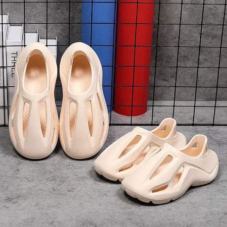 Men's Slippers Summer Soft EVA Beach Hole Shoes Outdoor Women's Slide Non-slip Personalized Hollow Shoes 36-47
