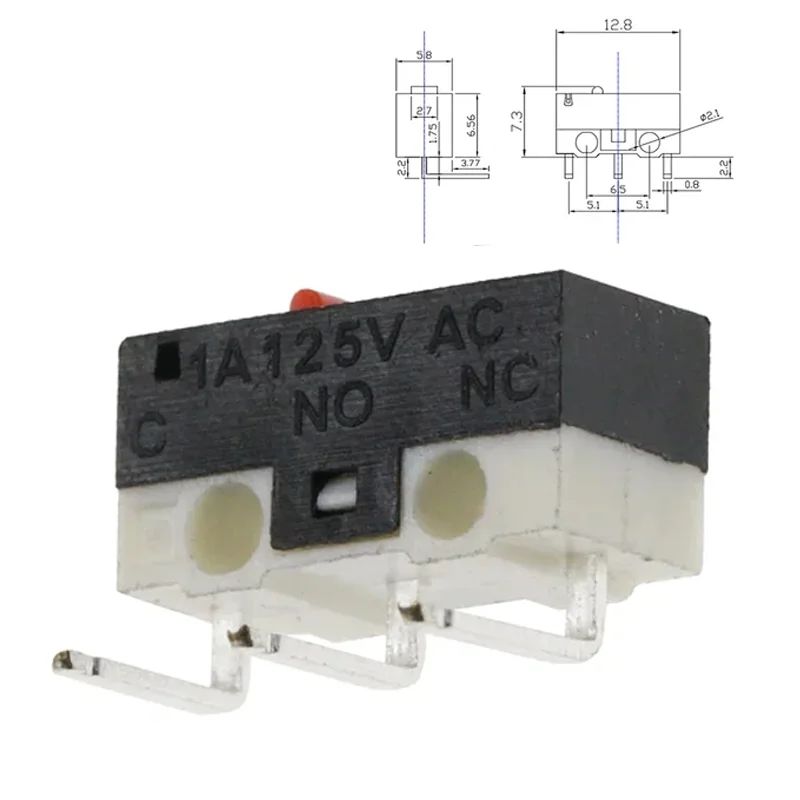 20PCS Mini Micro Limit Switch C NO NC 3 Pins PCB Terminals SPDT 1A 125V Roller Arc Lever Snap Action Push Micro Mouse Switches
