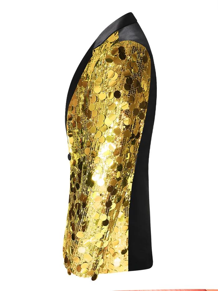 New Men Luxury Sequin Suit Jacket Silver / Gold Fashion Singer Bar KTV Dance Party Stage Performance Dress Blazers Coats
