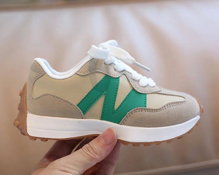 Children's Spring New Leather Upper Sneakers Kids Non-Slip Casual Shoes Boys Girls Soft Sole Students Tennis Toddler Sport Shoes
