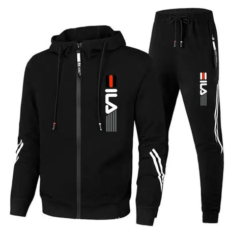 Autumn and Winter Men's Jogging Fitness Sets, Men's Casual Sportswear Sets, Zippered Sportswear Shirts + Sportswear Pants Sets