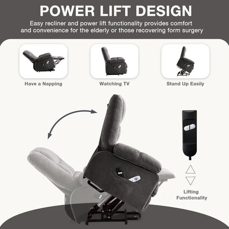 Power Lift Recliner Chair Recliners for Elderly with Heat and Massage Recliner Chair for Living Room with Infinite Position