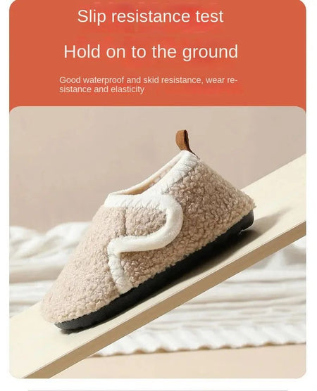 Pantuflas Child Cotton Slippers Solid Warm Kid Winter Home Shoe Boy Girl Plush Floor Shoe Indoor Soft Sole Anti-slip Cotton Shoe