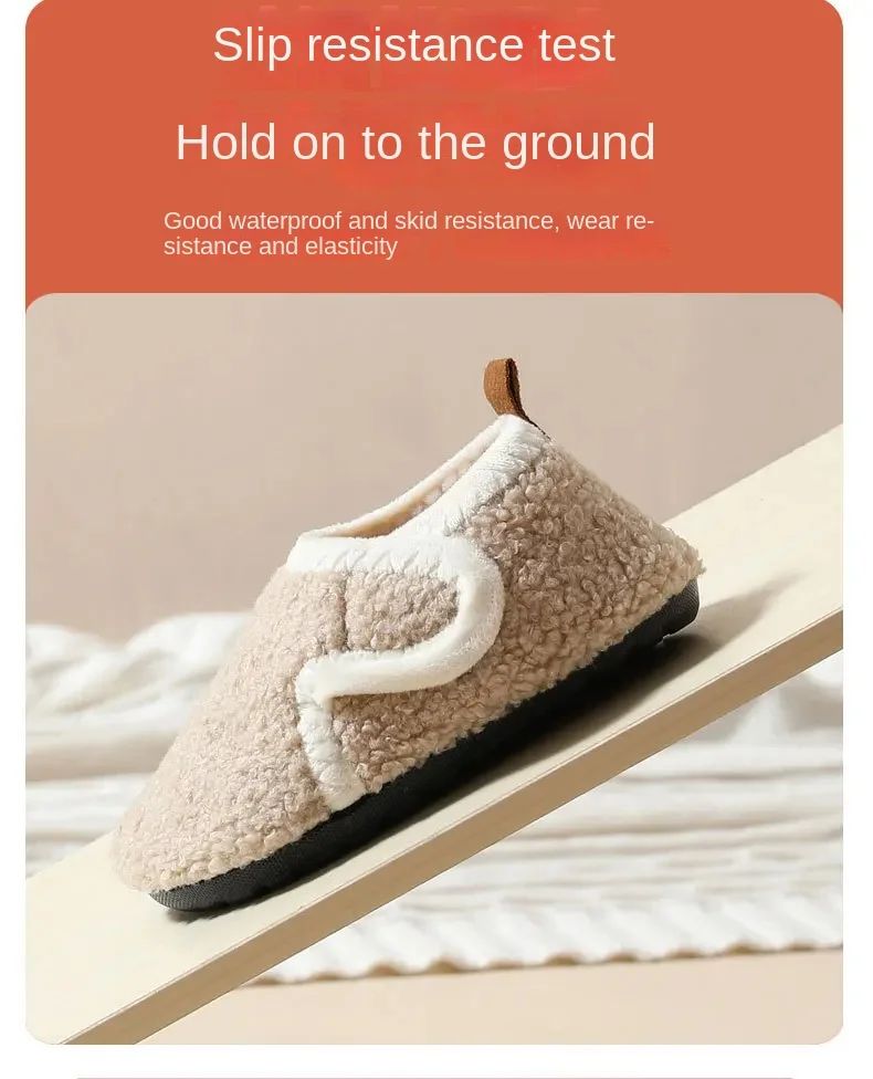 Pantuflas Child Cotton Slippers Solid Warm Kid Winter Home Shoe Boy Girl Plush Floor Shoe Indoor Soft Sole Anti-slip Cotton Shoe
