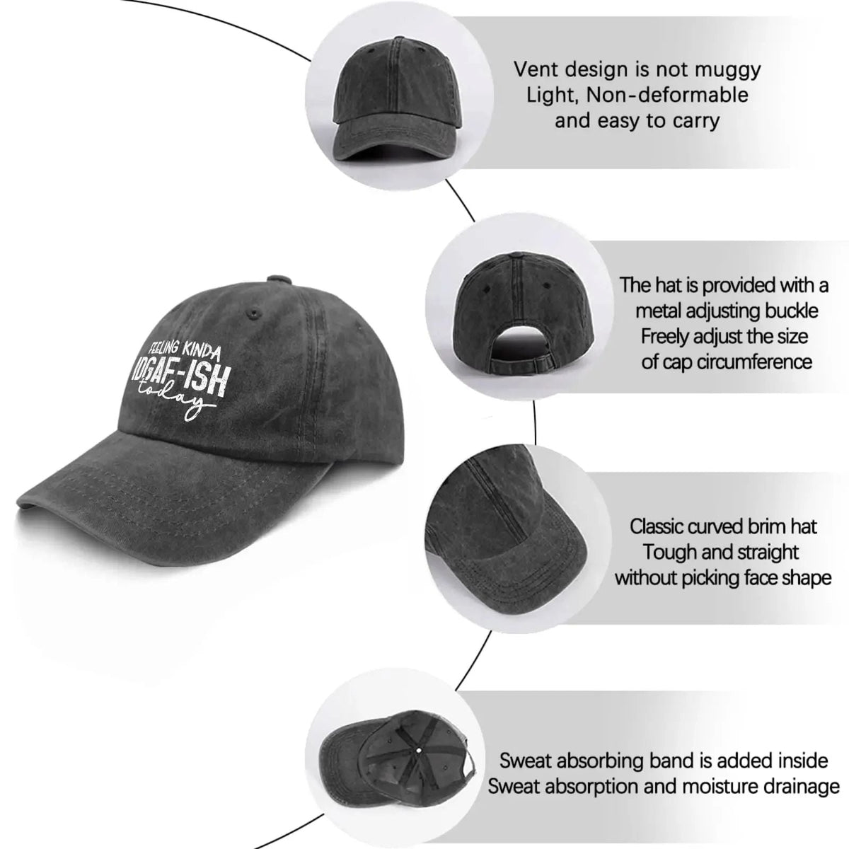 Feeling Kinda Idgaf Today Trucker Hat Womens Men Sun Hats Baseball Caps Gifts for Man Sports Outdoor
