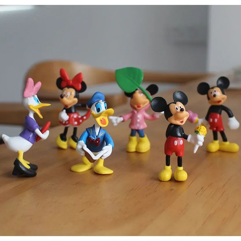 Disney Mickey&Minnie Mouse Action Figures Doll Toy Cartoon Mickey Minnie Goofy Dog PVC Cake Decoration Children Christmas Gift