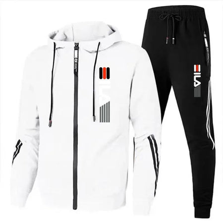 Autumn and Winter Men's Jogging Fitness Sets, Men's Casual Sportswear Sets, Zippered Sportswear Shirts + Sportswear Pants Sets