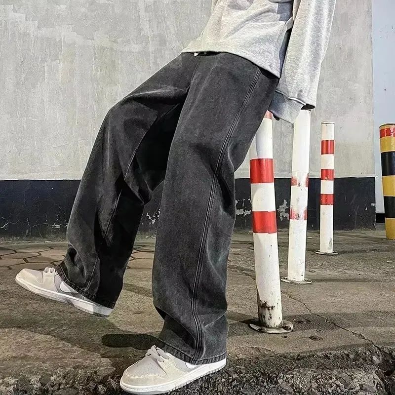 2025 autumn and winter Korean Style Straight Leg Jeans Men's Fashion Versatile Loose Thin Pants Men's Washed Retro ?