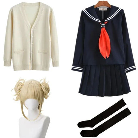 My Hero Academia Cosplay Halloween Costume Anime Boku No Hero Academia Himiko Toga JK Uniform Sweater Coat Wig Costumes