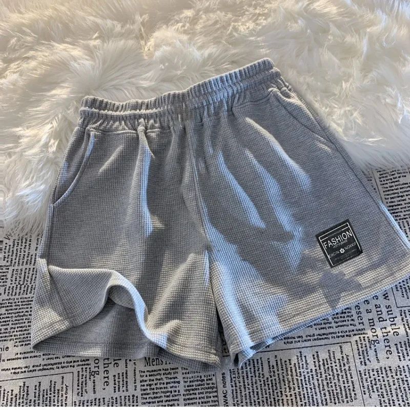 Waffle Summer Comfortable Casual Sports Shorts Women's Summer Loose Home Pajama Pants Wear Pocket Shorts