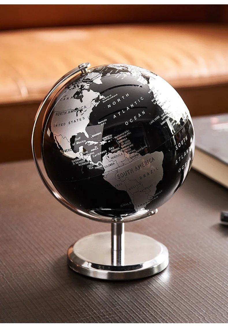 Creative metal rotating globe artwork, suitable for children classroom education learning living room office desktop decoration