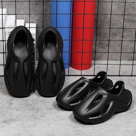 Men's Slippers Summer Soft EVA Beach Hole Shoes Outdoor Women's Slide Non-slip Personalized Hollow Shoes 36-47