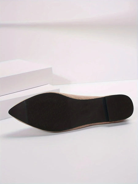 Women's Pointed Toe Flat Shoes Solid Color Knitted Slip on Shoes Casual Breathable Ballet Flats Women Flat Shoes Loafers Women