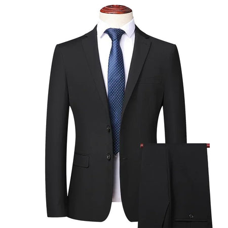 Suit 8XL (Blazer + Trousers) Men Korean Version of The Youth Elegant Fashion Simple Casual Gentleman Best Man Suit 2 Piece Suit