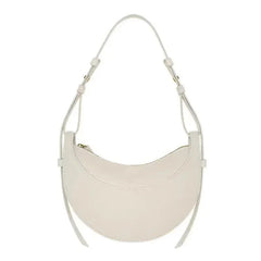 French fashion genuine leather women's shoulder bag, crescent bag, niche design zipper closure shoulder crossbody bag