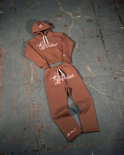 American Retro Sakura Hoodie Sweatpants Two Piece Set Y2K Mens and Womens Sportswear Fashion Casual Pullover Casual Pants Set