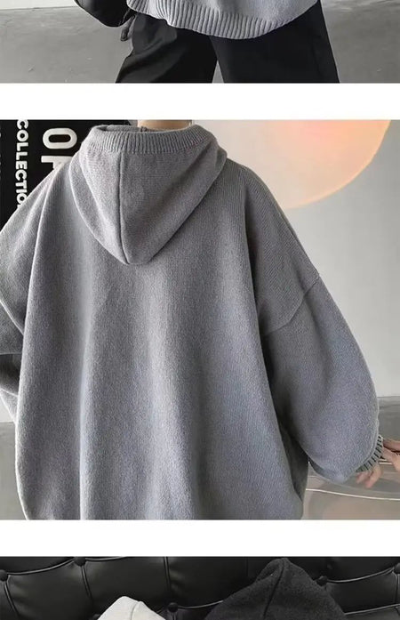 Men's Hooded Sweater Autumn/winter Vintage Idle Style Versatile Knitted Top Trendy Brand Sweater Casual Wear