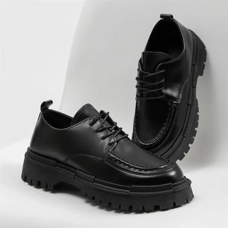 Fashion Thick Sole Leather Men Casual Shoes Classic Formal Business Men Dress Shoes Breathable Lace-Up Handmade Shoes Moccasins