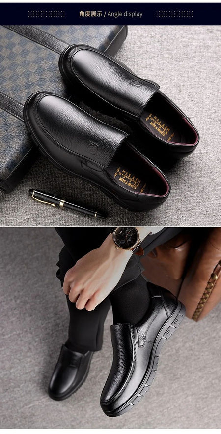 Men Genuine Leather Businenss Loafers Handmade Shoes Non-slip Man Flat Driving Walking Man Soft Luxury Dad Dress Office Shoes