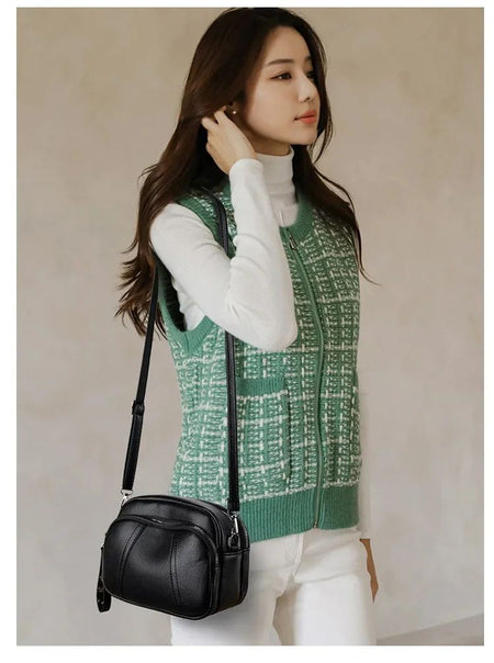 Fashion Soft Leather Crossbody Bags for Women 2025 Casual Female Multi Pocket Messenger Bags Retro Handbags Ladies Shoulder Bags