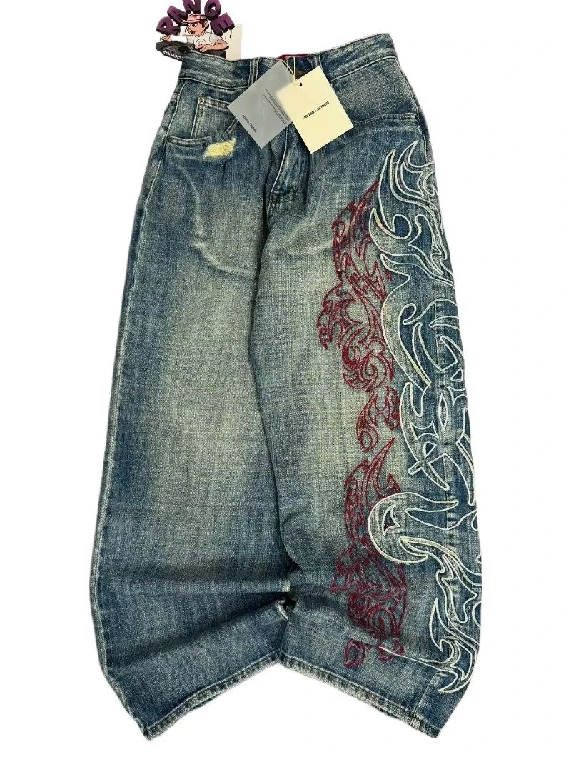 Streetwear New Fashion Oversized Embroidered Baggy Jeans Female Y2K Harajuku Hiphop Retro Gothic High Waist Wide-leg Pants Pants