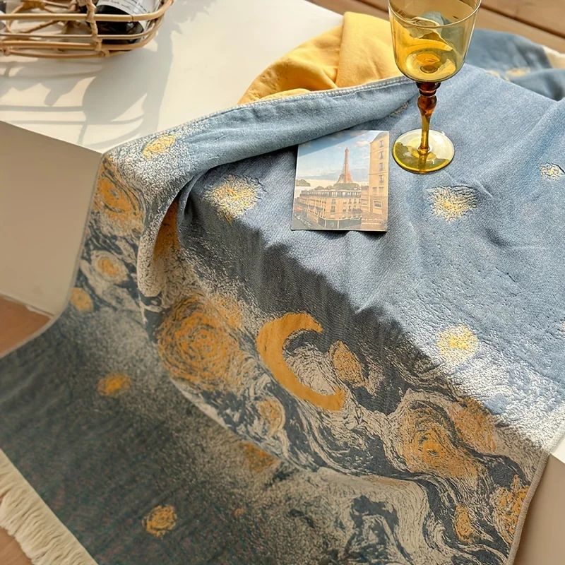 150x73cm Pure Cotton Fantasy Garden Tassel Towel-Soft Skin-Friendly Bath Towel Ideal for Home Swimming Pool Beach Shower Supplie