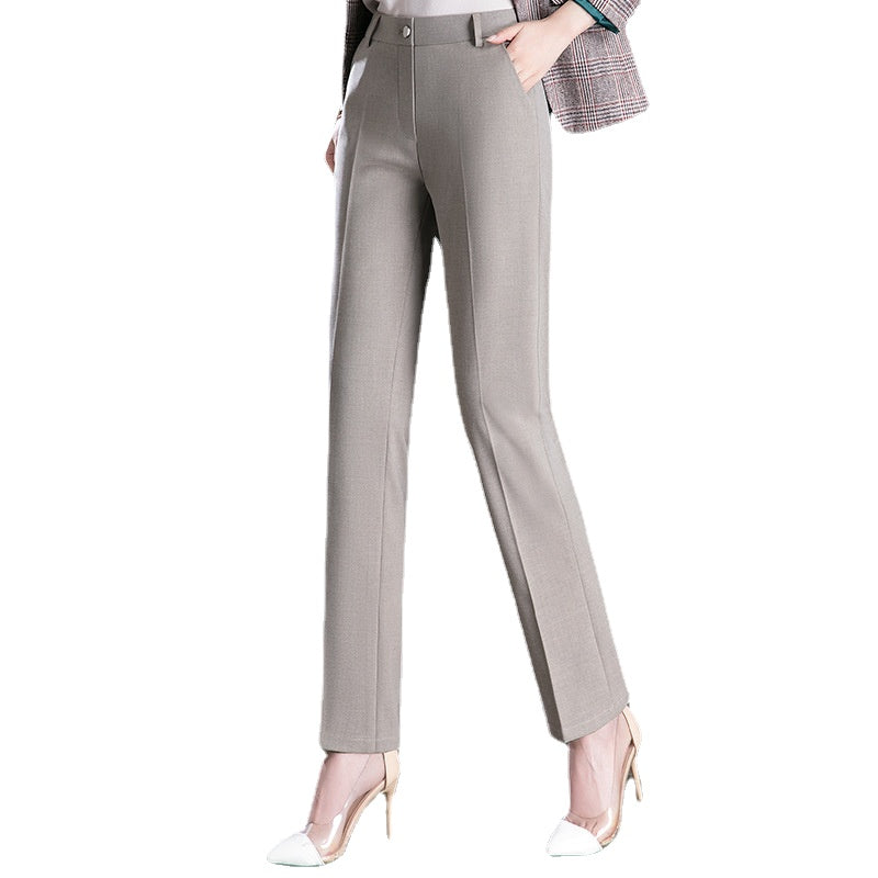 New Autumn Fashion Trousers Women's High Waisted Straight Suit Pants Loose Dress Pants Black Beige Grey Slacks Women Pantalones